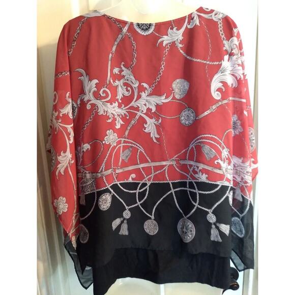Alyx Top Red Kimono Over Black Tank Sz 1X Artsy Boho - Picture 5 of 10